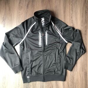 Ecko Unlimited Track Jacket Men’s Medium Black Full Zip Reflective Pockets